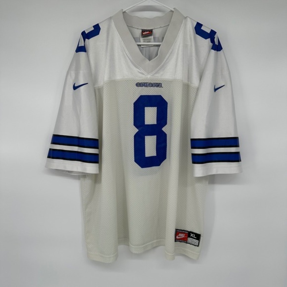 Vintage Nike Dallas Cowboys Troy Aikman 8 White Football Jersey XL NFL‎